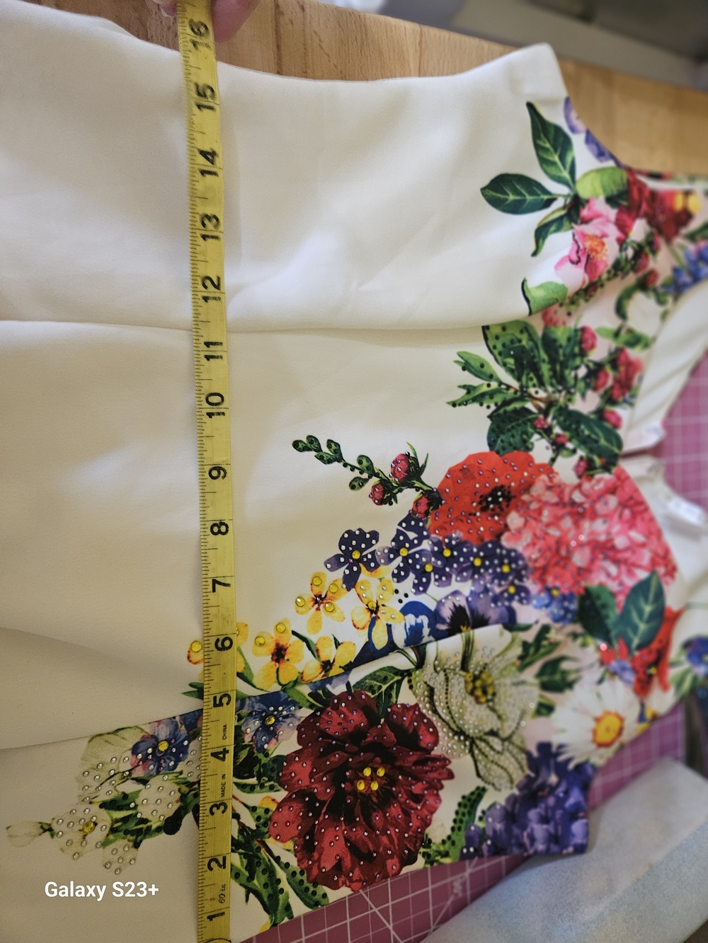 VENUSFloral Heart Neckline Midi Dress  Pink Ruffle Beaded Sleevless Size L - Picture 12 of 12